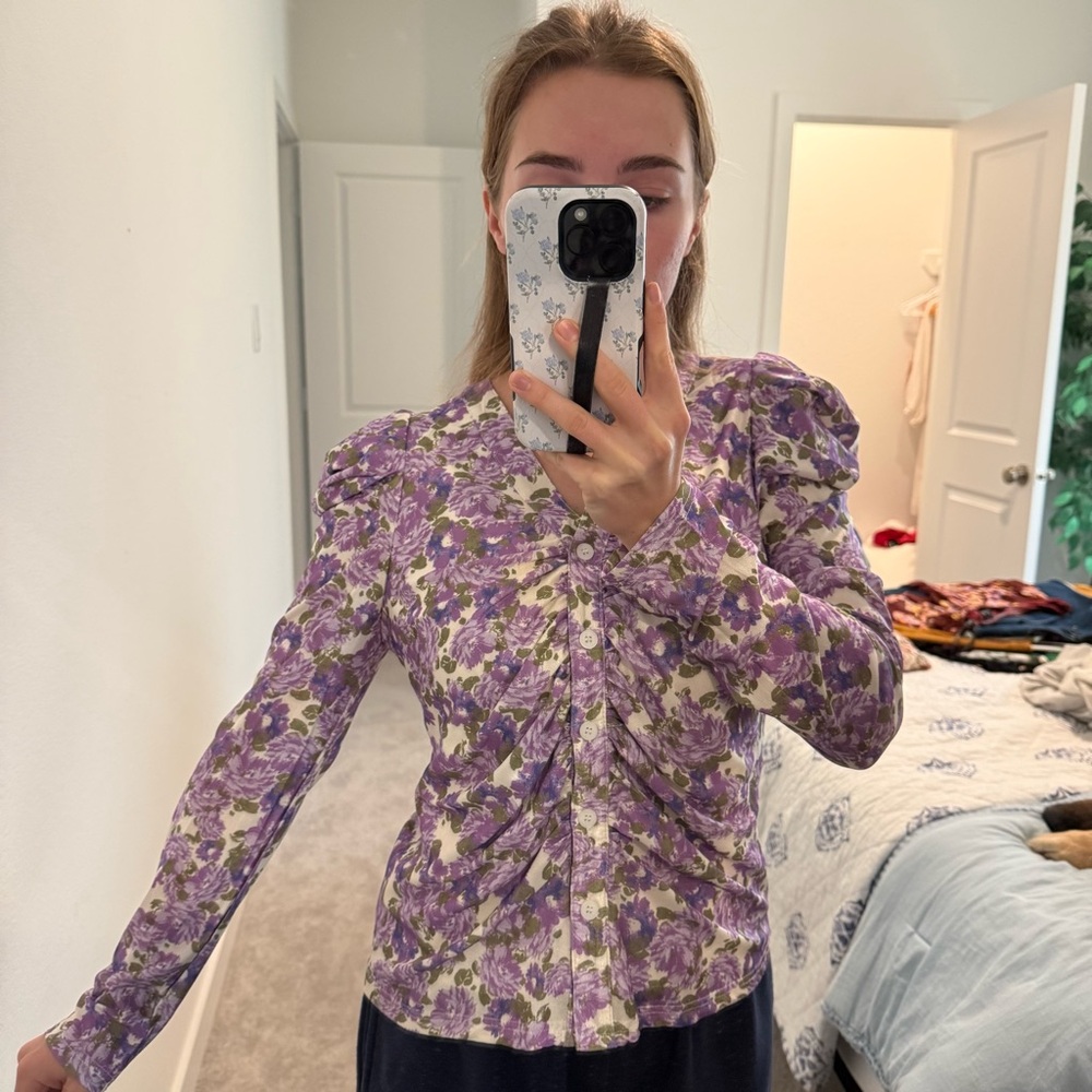 NWT merci medium floral Purple Women's Top